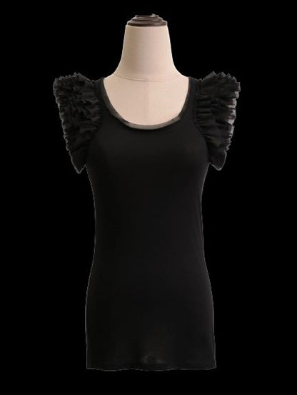 Excellent Ted Baker Black Ruffled Sleeveless Top Size S
