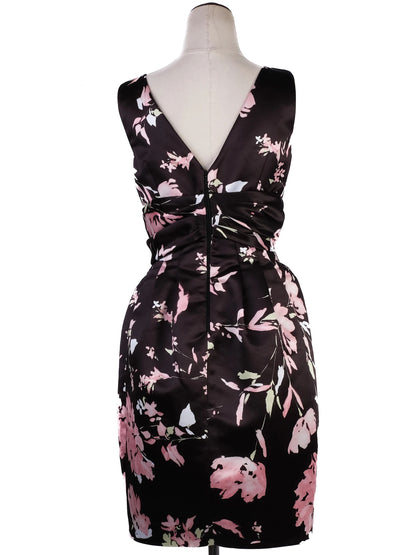 NEW MaxCo Floral Sleeveless Dress Black Pink Polyester Size M