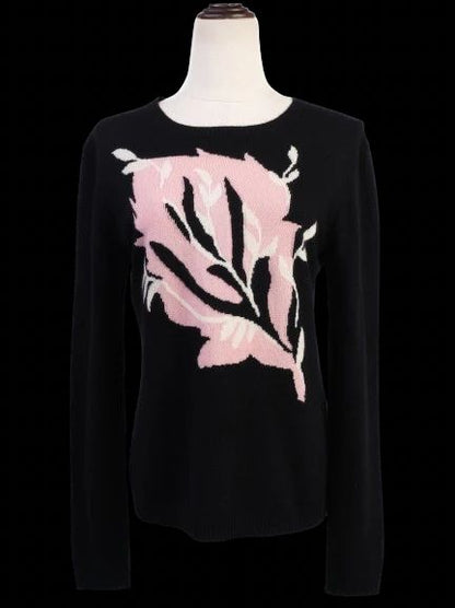 Excellent MAX&amp;Co Black Sweater M 100% Cashmere Abstract Design