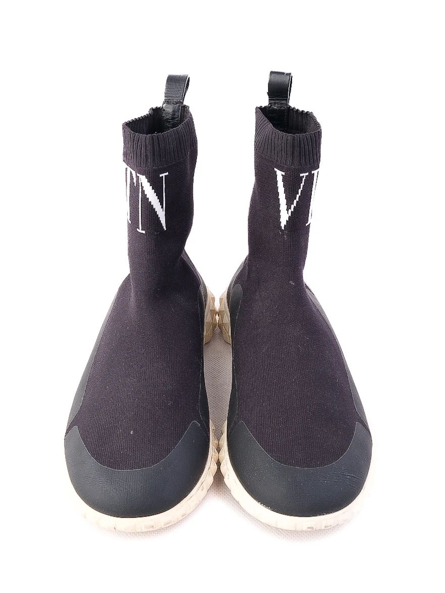 Excellent Valentino Black Sock Sneakers Size 38 with VLTN Detail