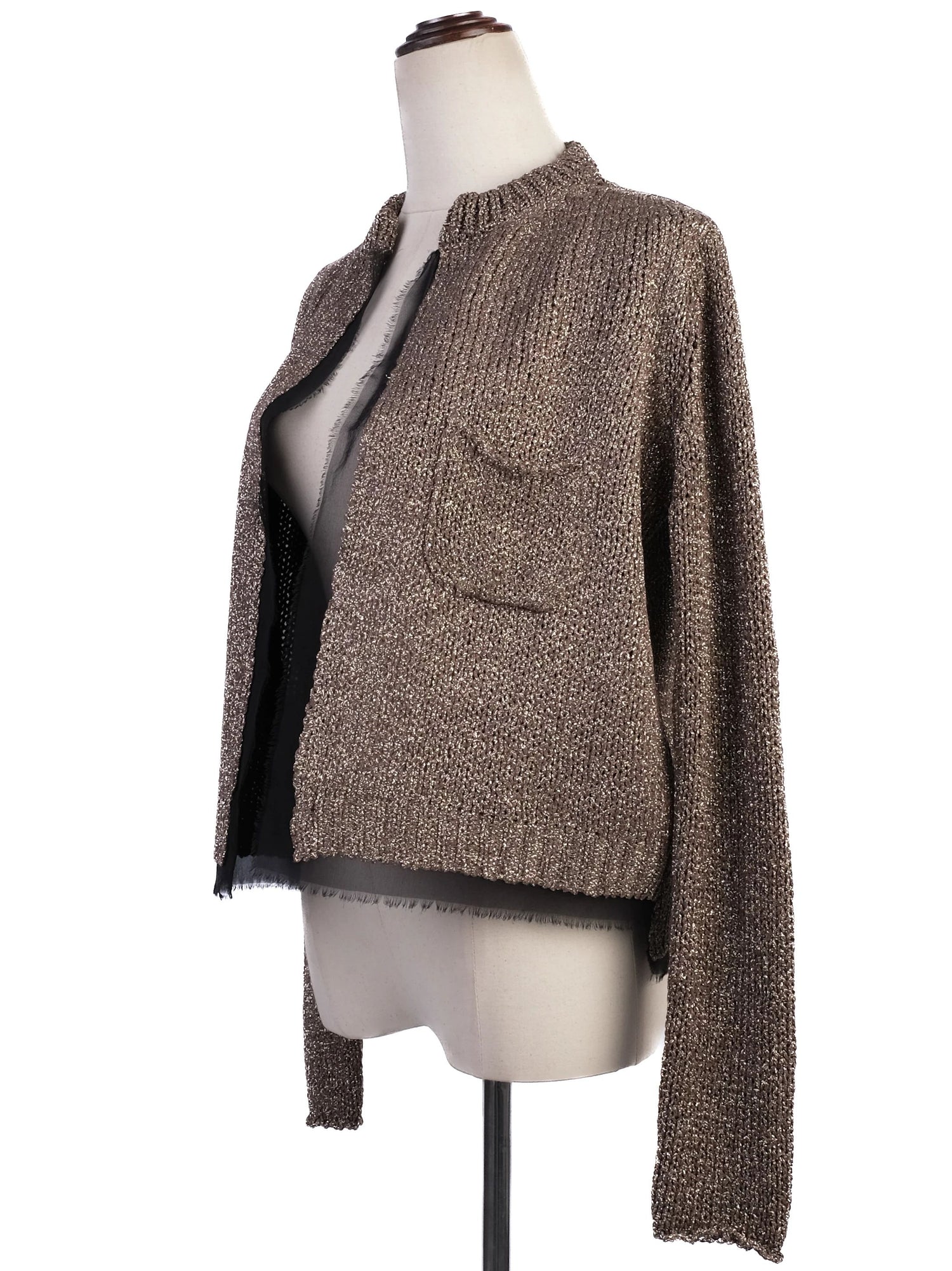 Excellent Nude Gray Viscose Knitted Jacket with Pockets Women&