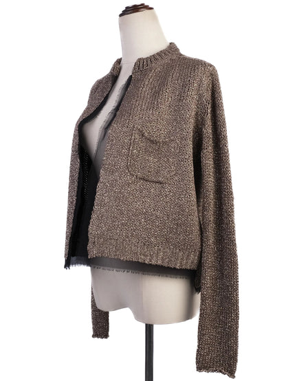 Excellent Nude Gray Viscose Knitted Jacket with Pockets Women&
