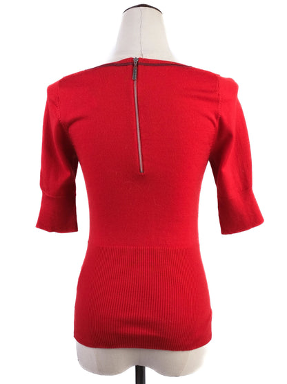Excellent Karen Millen Red Wool Sweater Size XS with Zipper Detail