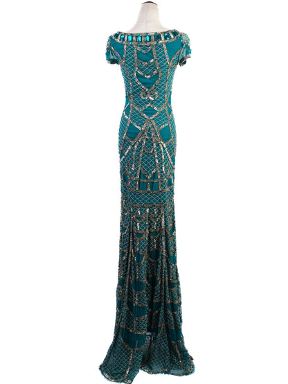 Excellent Temperley London Green Embellished Gown Size S