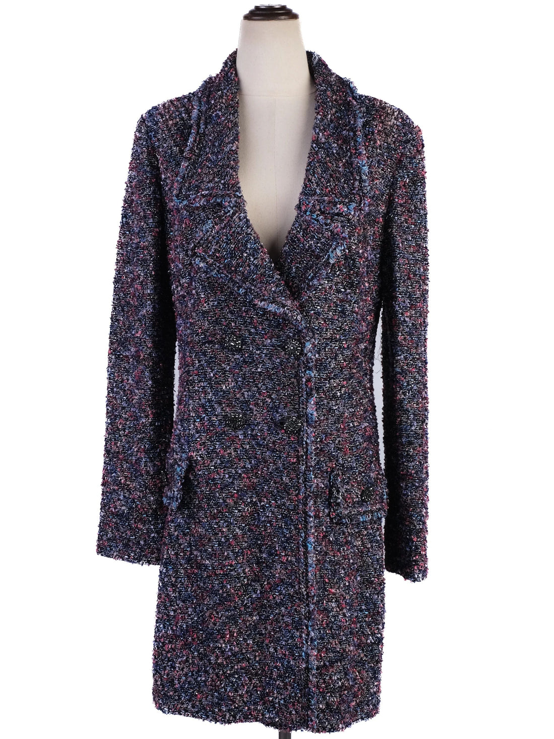 Excellent St. John Multi-Color Wool Coat Size M with Notched Collar