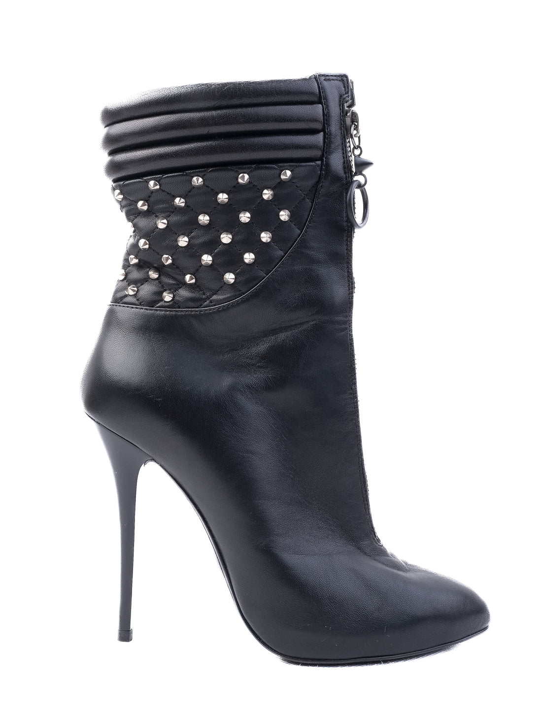 Giuseppe Zanotti Black Leather Quilted High-Heeled Ankle Boots