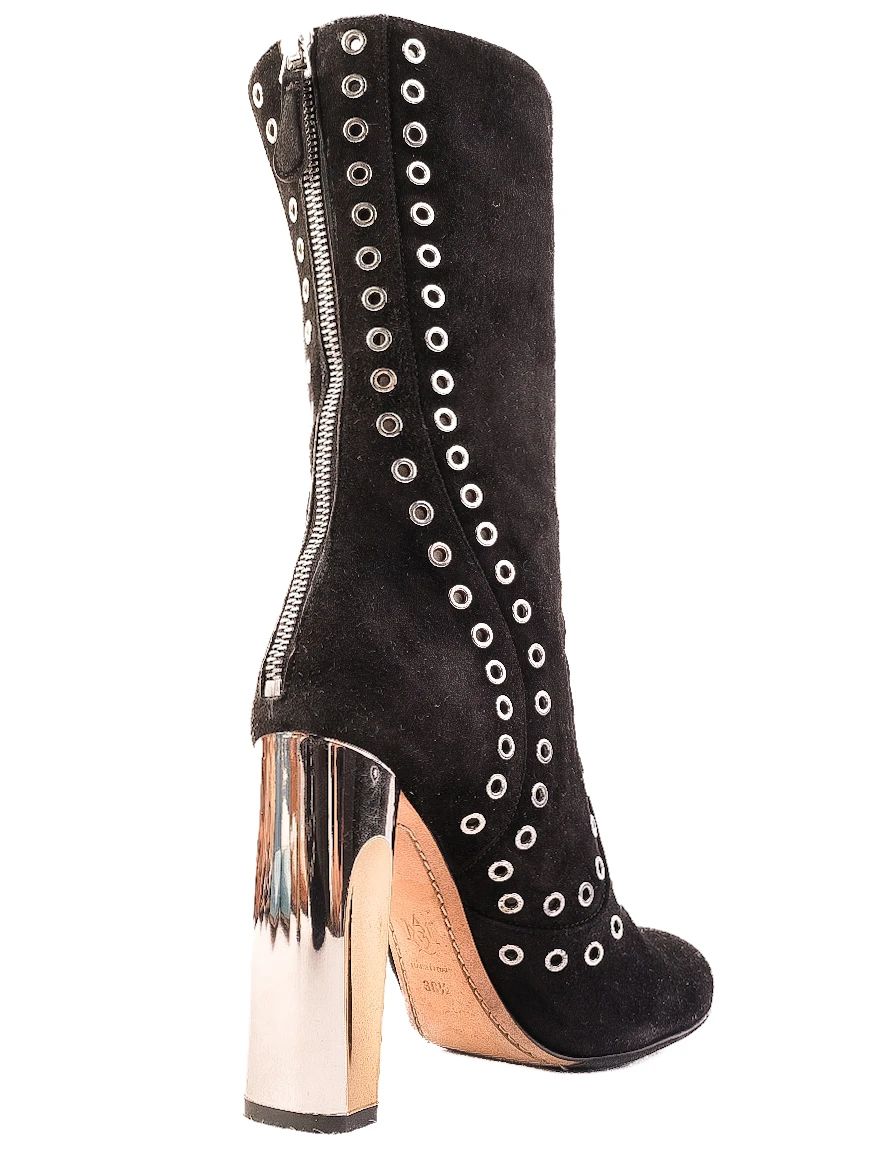 Excellent Alexander McQueen Black Suede Boots Size 39.5