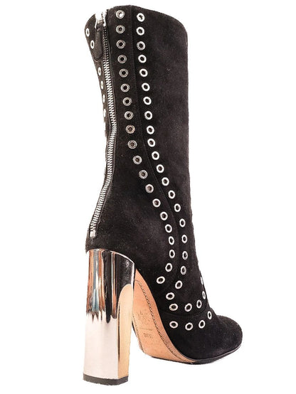 Excellent Alexander McQueen Black Suede Boots Size 39.5