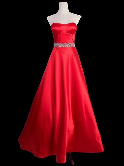Excellent Sherri Hill Red Strapless Gown with Embellishments