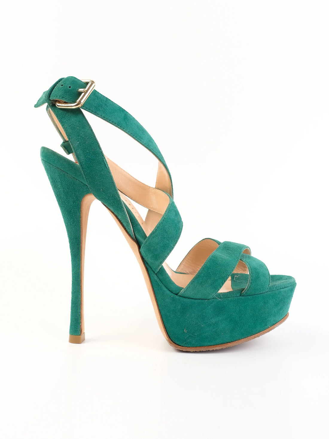Excellent Ballin Blue Leather High-Heeled Sandals Size 38.5