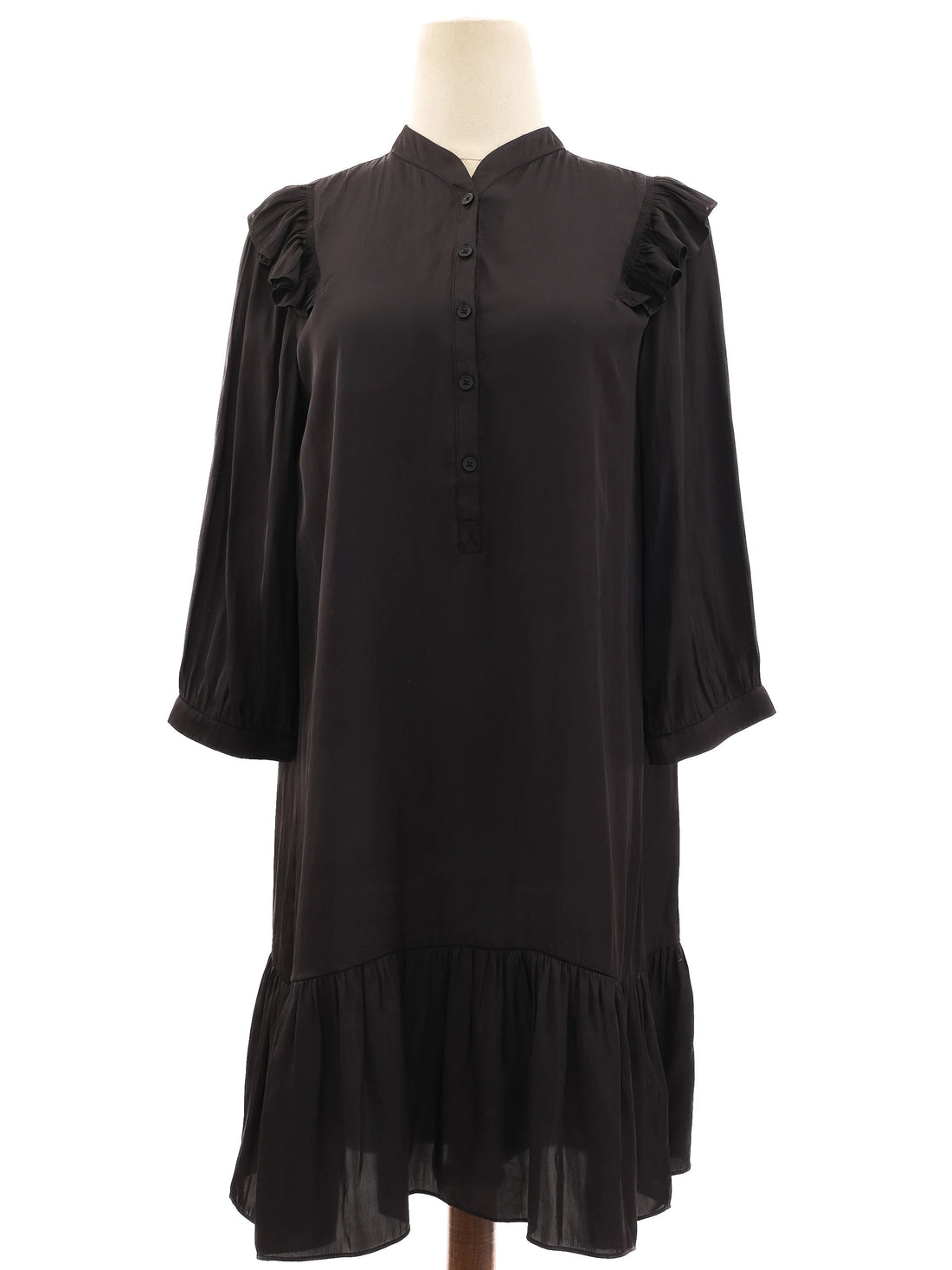 Excellent Zadig&Voltaire Black Dress XS Ruffled Long Sleeve