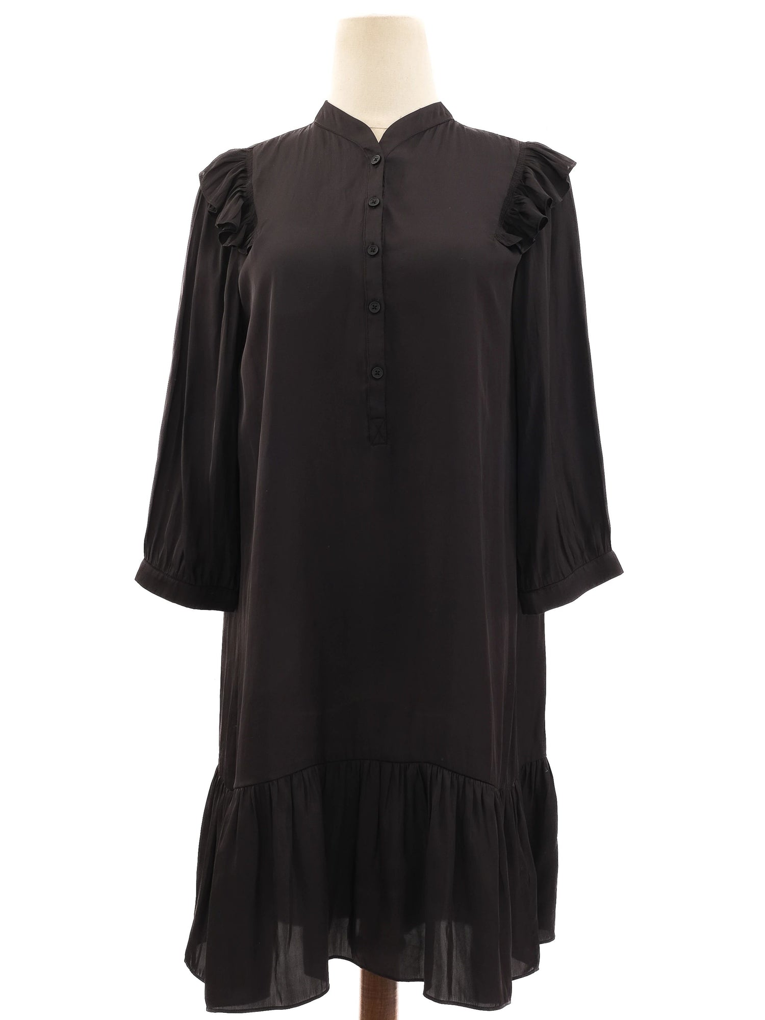 Excellent Zadig&amp;Voltaire Black Dress XS Ruffled Long Sleeve