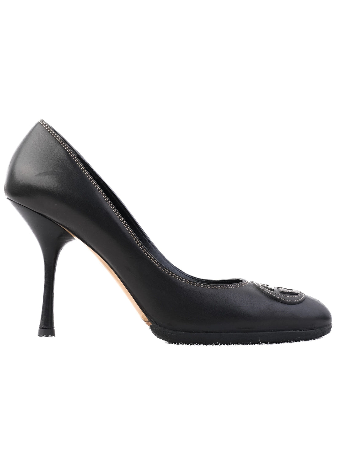 Excellent Gucci Black Leather High-Heeled Shoes Size 38 Women