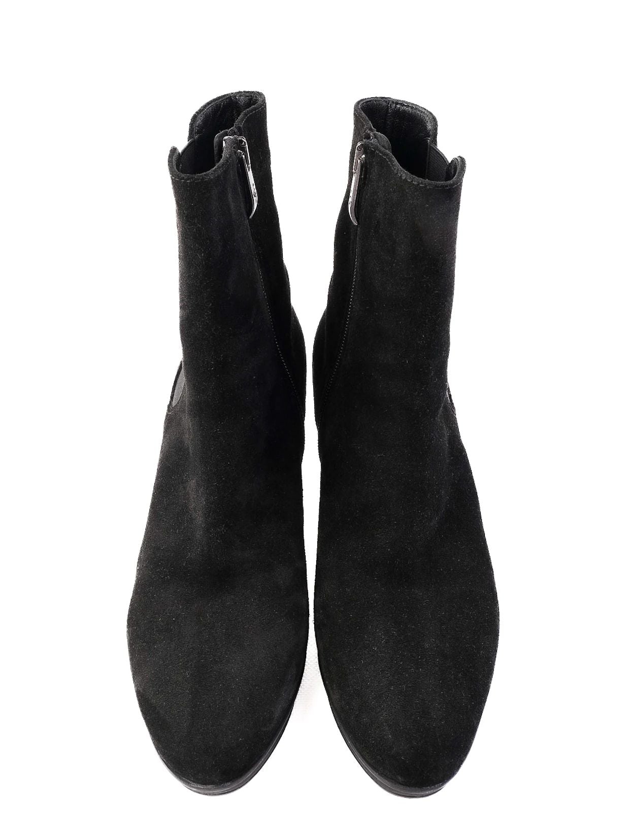 NEW Guido Scariglia Black Suede Ankle Boots with Block Heel Size 37
