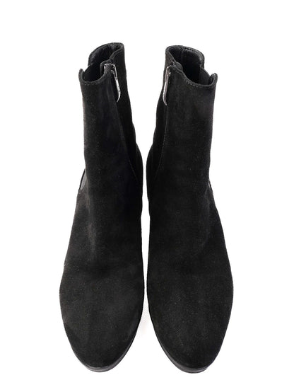 NEW Guido Scariglia Black Suede Ankle Boots with Block Heel Size 37