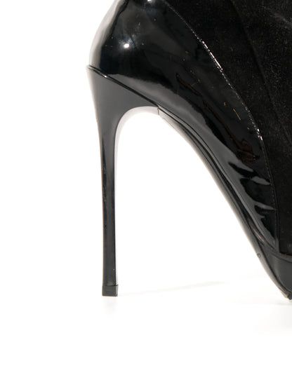 Excellent Gianmarco Lorenzi Black Leather Knee-High Stiletto Boots Size 38