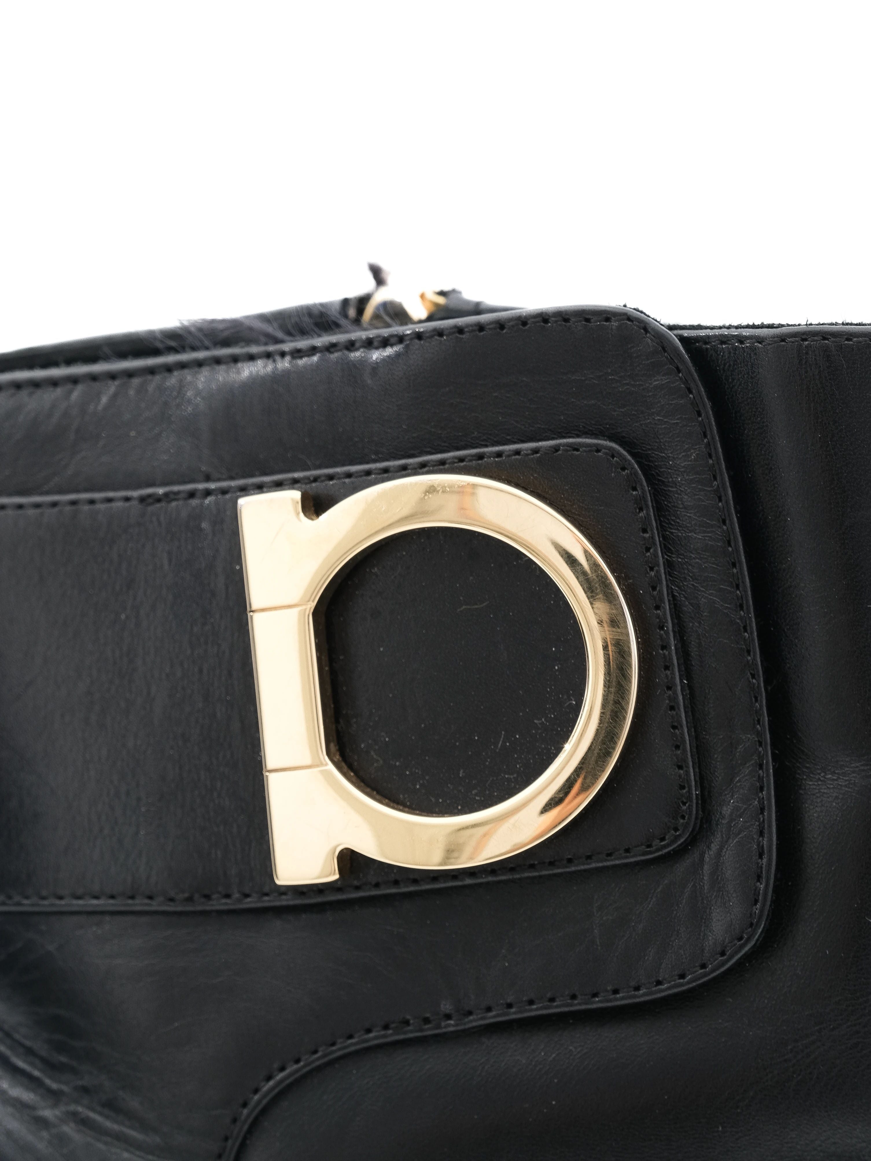 Excellent Salvatore Ferragamo Black Leather Ankle Boots Size 40