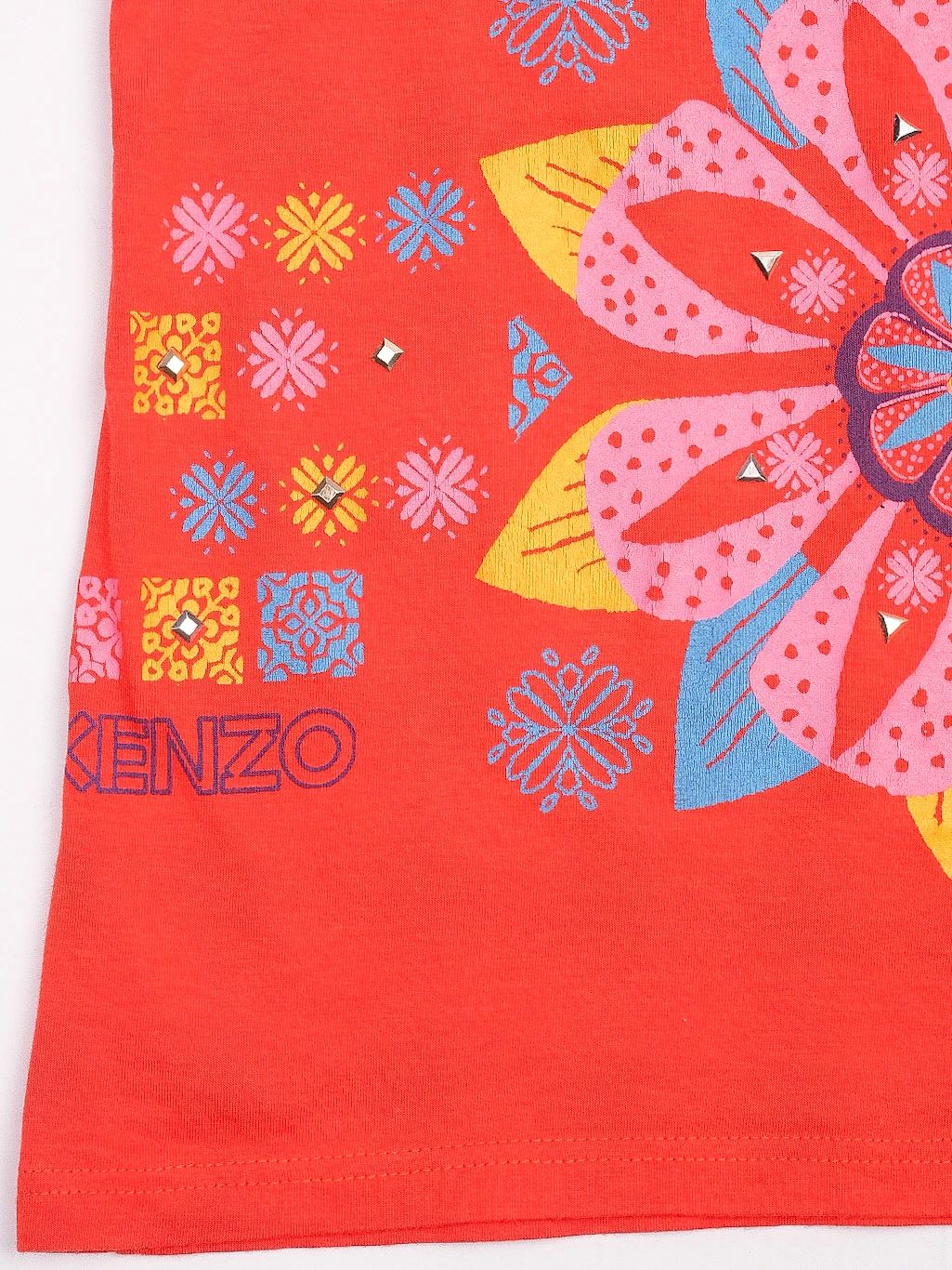 Excellent Kenzo Kids Red T-Shirt Size 10 Floral Design Modal