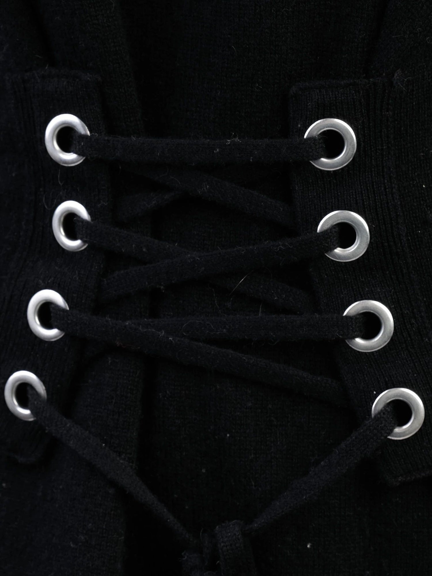 EXCELLENT Sandro Black Wool Long-Sleeve Sweater Corset Detail