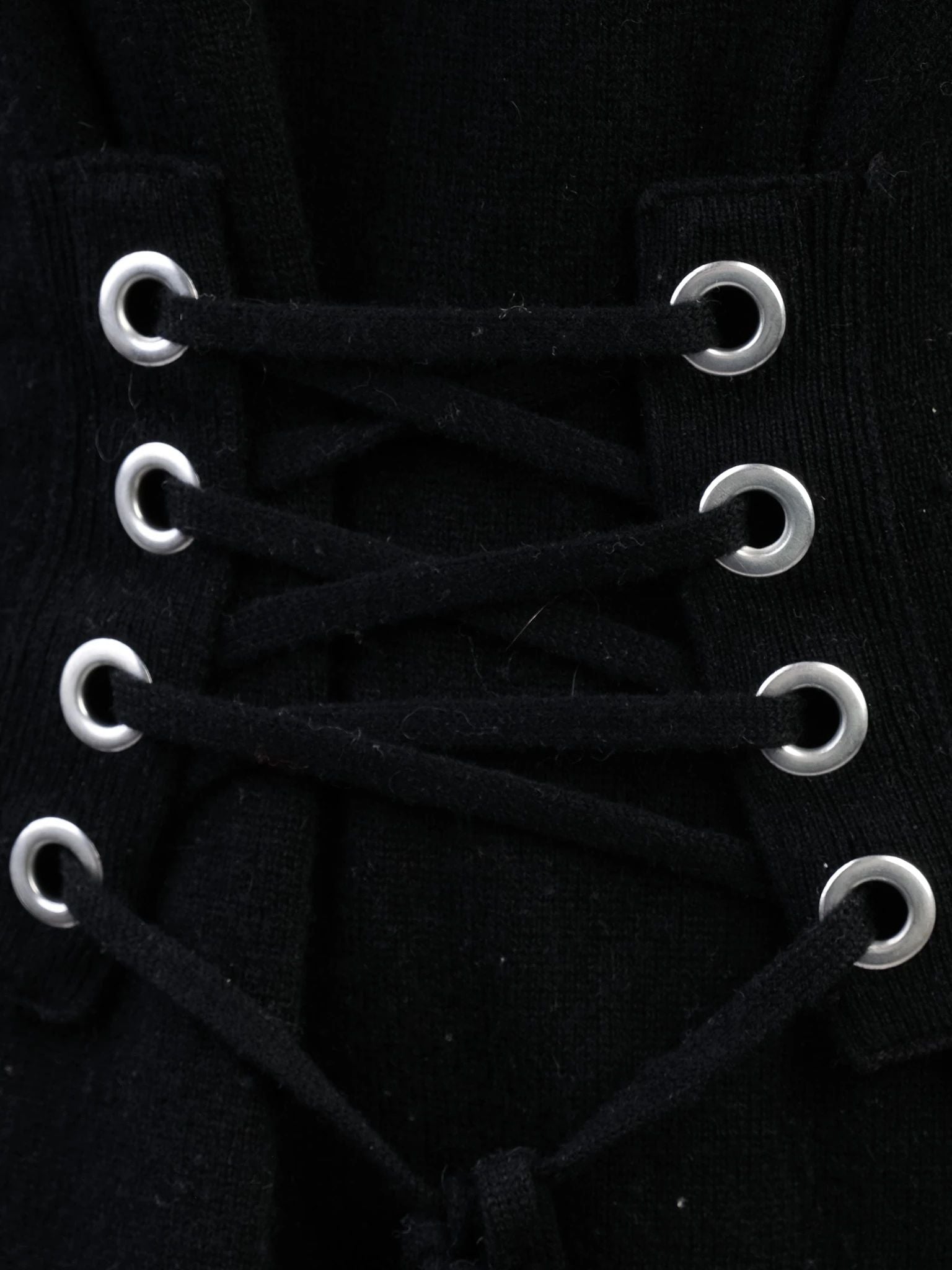 EXCELLENT Sandro Black Wool Long-Sleeve Sweater Corset Detail