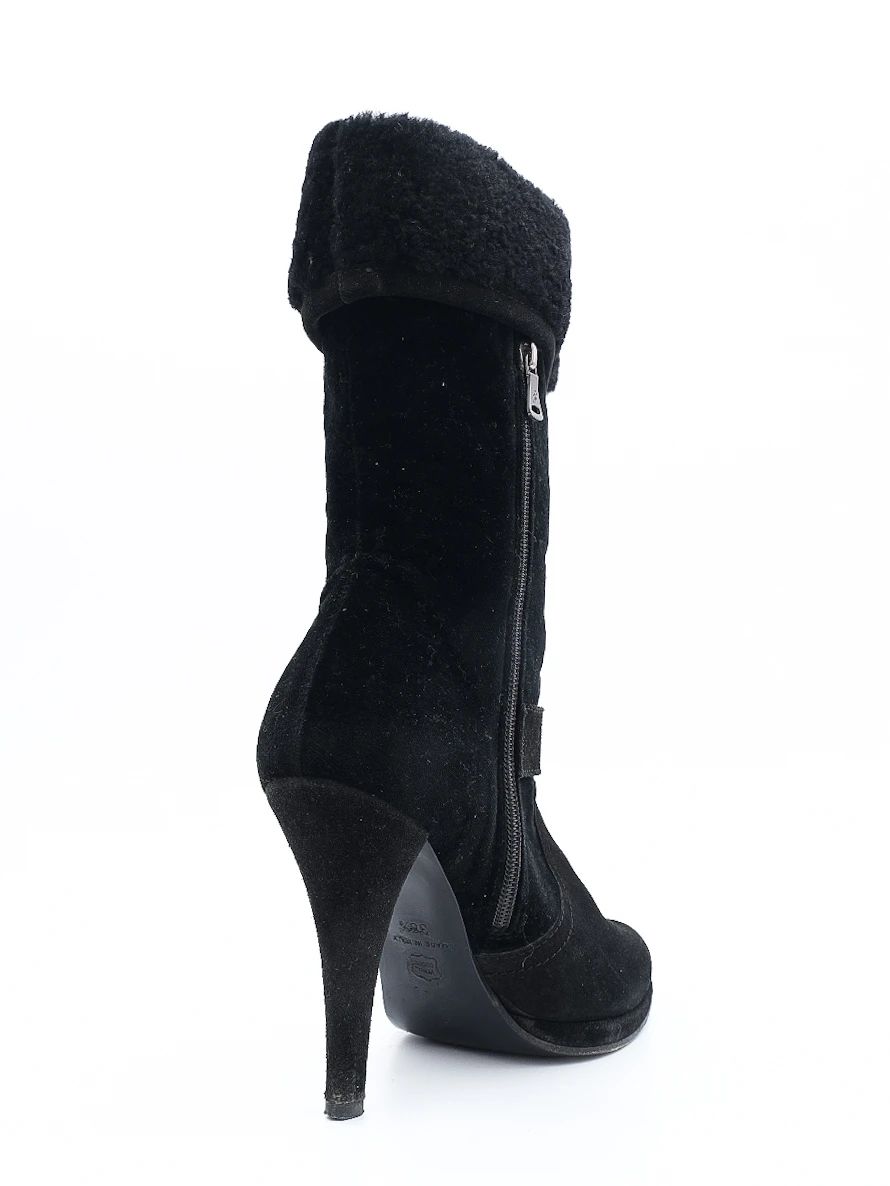 Excellent GF Ferre Black Leather High-Heeled Ankle Boots Size 38.5