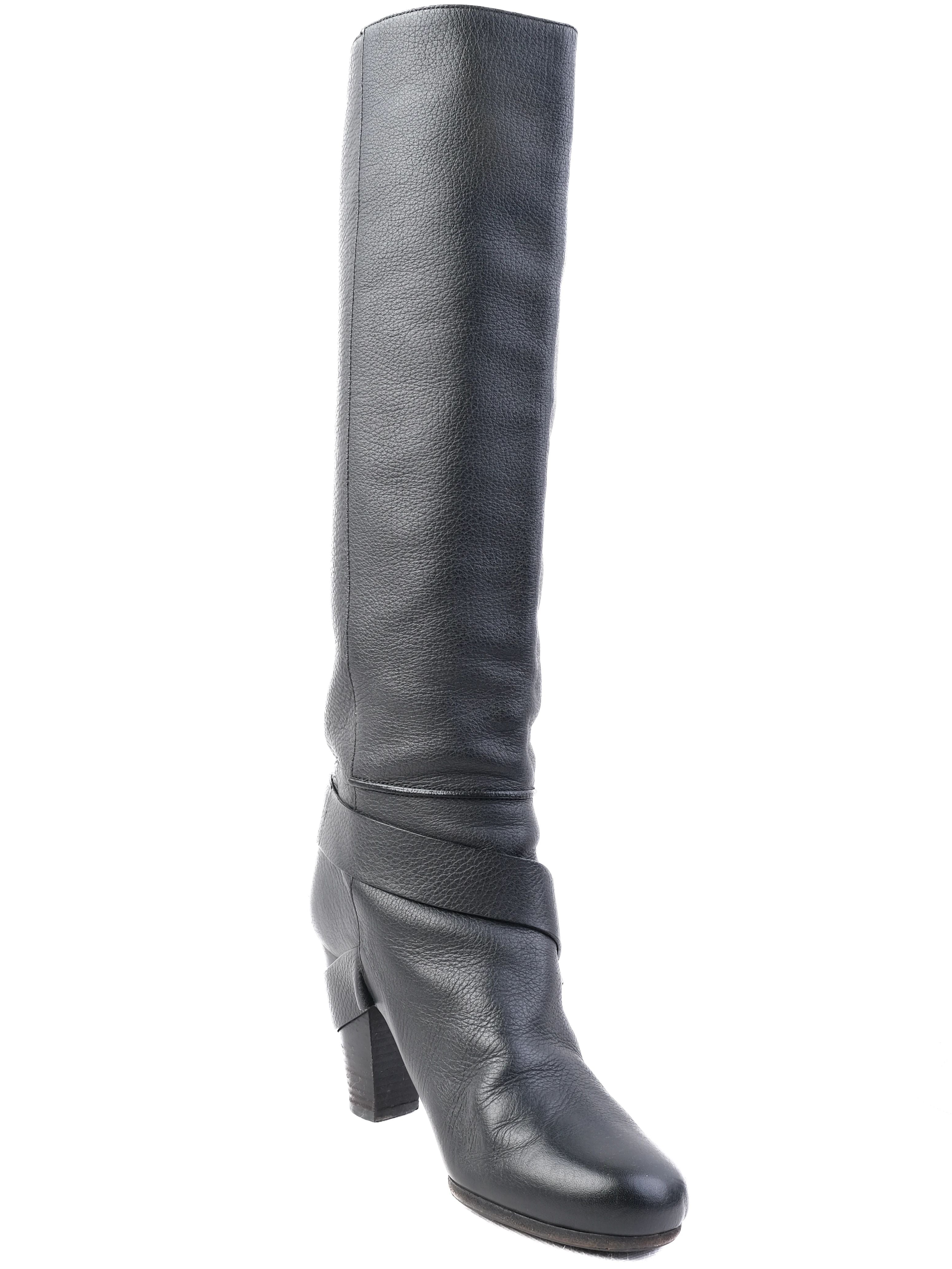 Excellent Chloe Black Leather Knee-High Boots Size 41