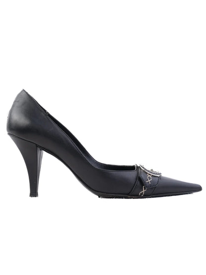 Excellent Dior Black Leather High-Heeled Shoes Size 38