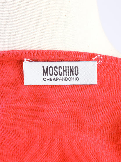EXCELLENT Moschino Red Wool Cardigan Sweater Size S