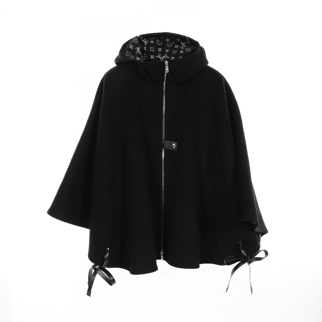 Louis Vuitton Hooded Cape Monogram Poncho Rm 223w Qwe Wool Silk Black