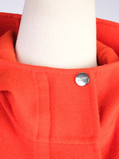 Excellent Max Mara Red Hooded Coat Size S in Fine Angora