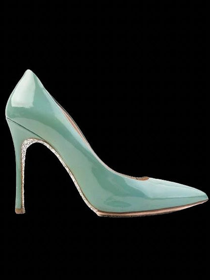 Excellent Miu Miu Green Leather High-Heeled Shoes Size 36.5