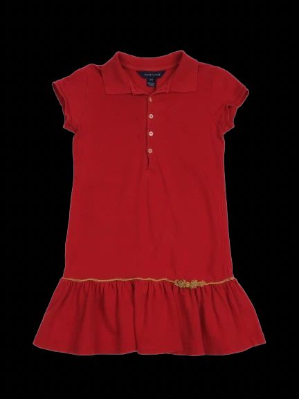 Excellent Ralph Lauren Red Dress Kids Size 7 with Gold Detailing