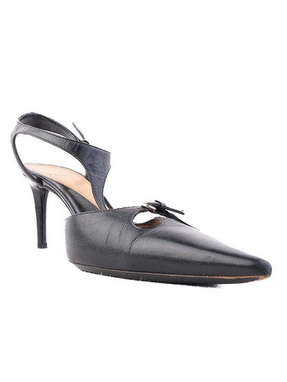 Excellent Bally Black High-Heeled Sandals Size 37.5 with Buckle Detail