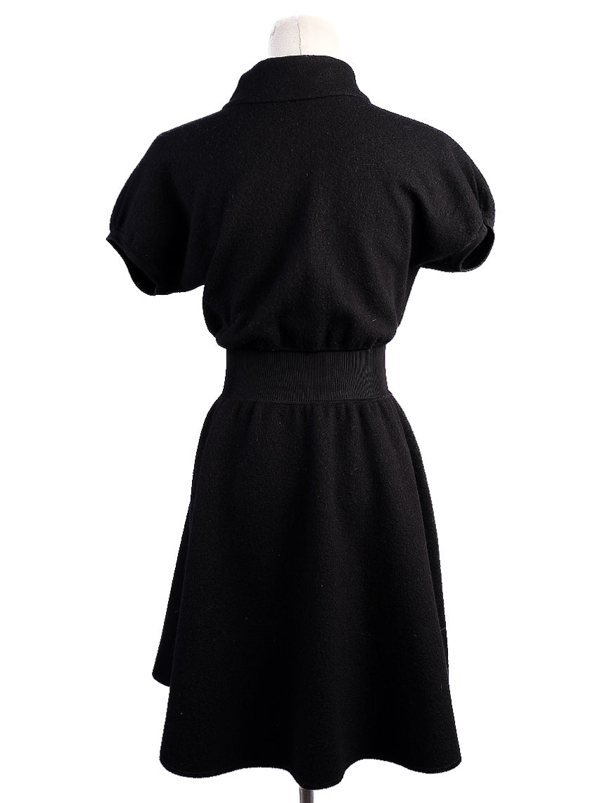 Excellent Emporio Armani Black Wool Dress Size 38