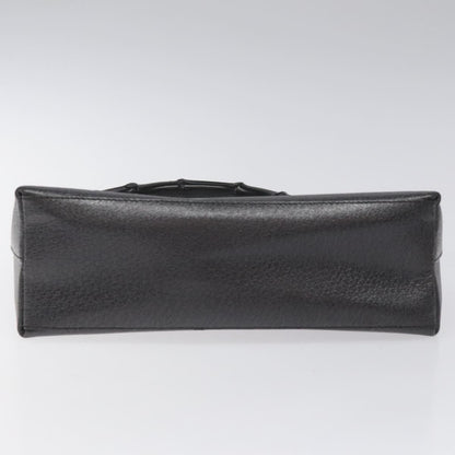 Gucci Bamboo Hand Bag Leather Black Gold 001 3444 1887 Auth