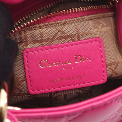 Dior Christian Dior Mini Cannage Handbag Pink Leather Mo 0505onge