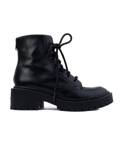 Excellent Kenzo Black Leather Lace-Up Combat Boots Size Not Specified