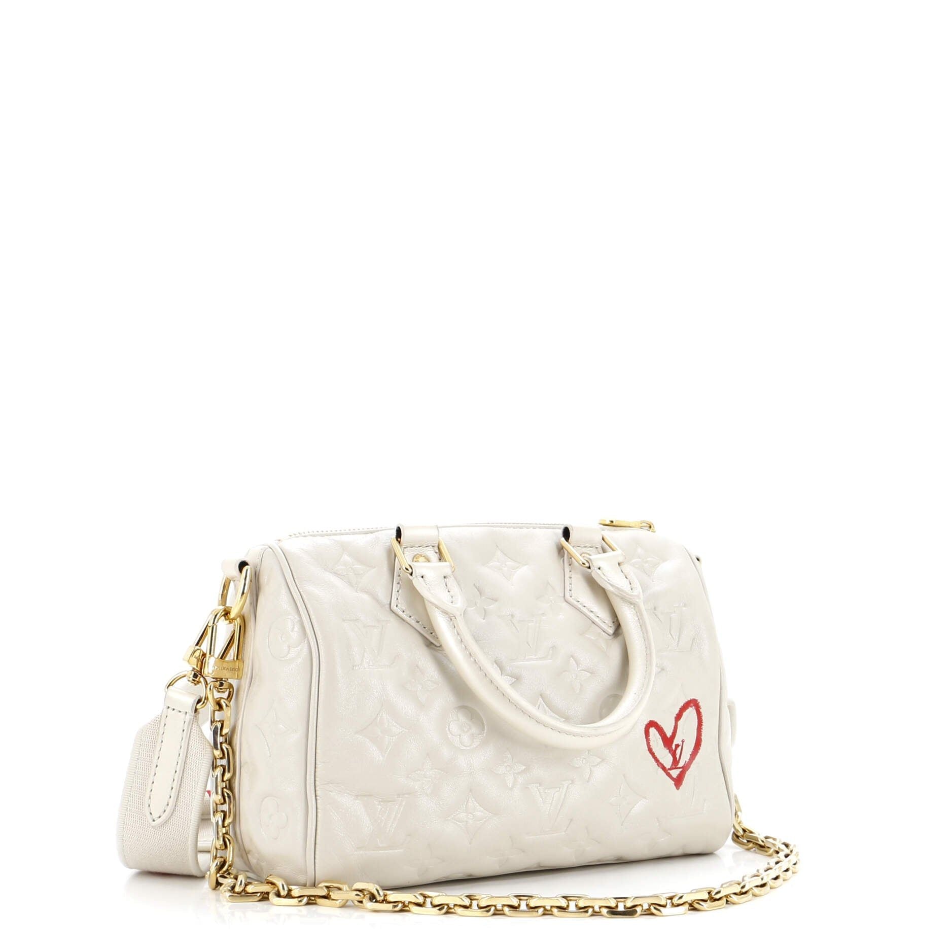Louis Vuitton Speedy Bandouliere Bag Limited Edition Fall In Love Monogram Embossed Lambskin 22
