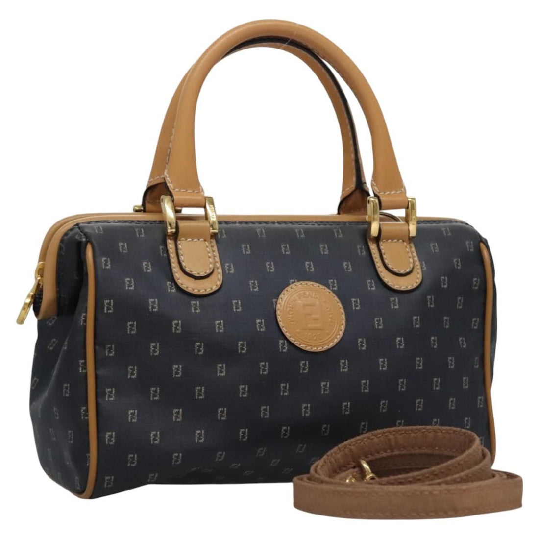 Fendi Hand Bag Pvc Canvas 2way Black Auth