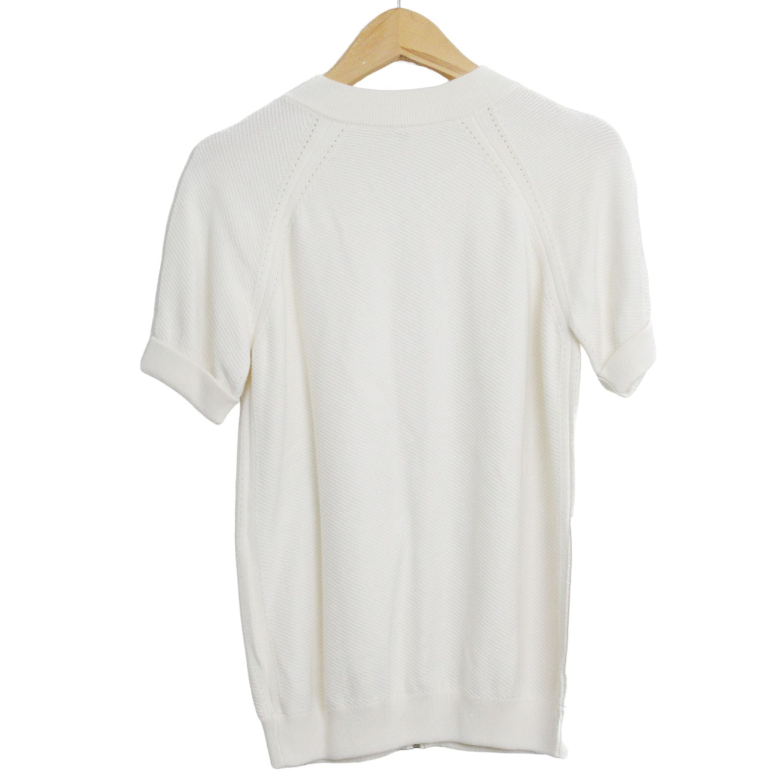 Hermes Short Sleeve Zipped Sweater Cotton White 34