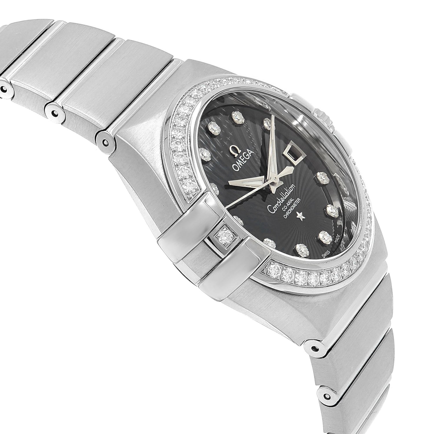 Omega Constellation 18K White Gold Black Dial Ladies Watch 123.55.31.20.51.001