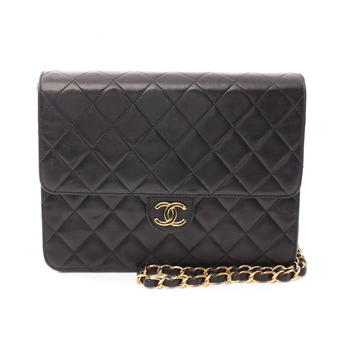 Chanel Black Matelasse Shoulder Bag Lambskin (sheep Leather)
