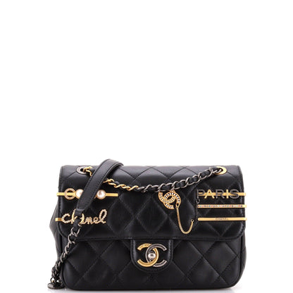 Chanel Coco Clips Flap Bag Embellished Quilted Lambskin Small