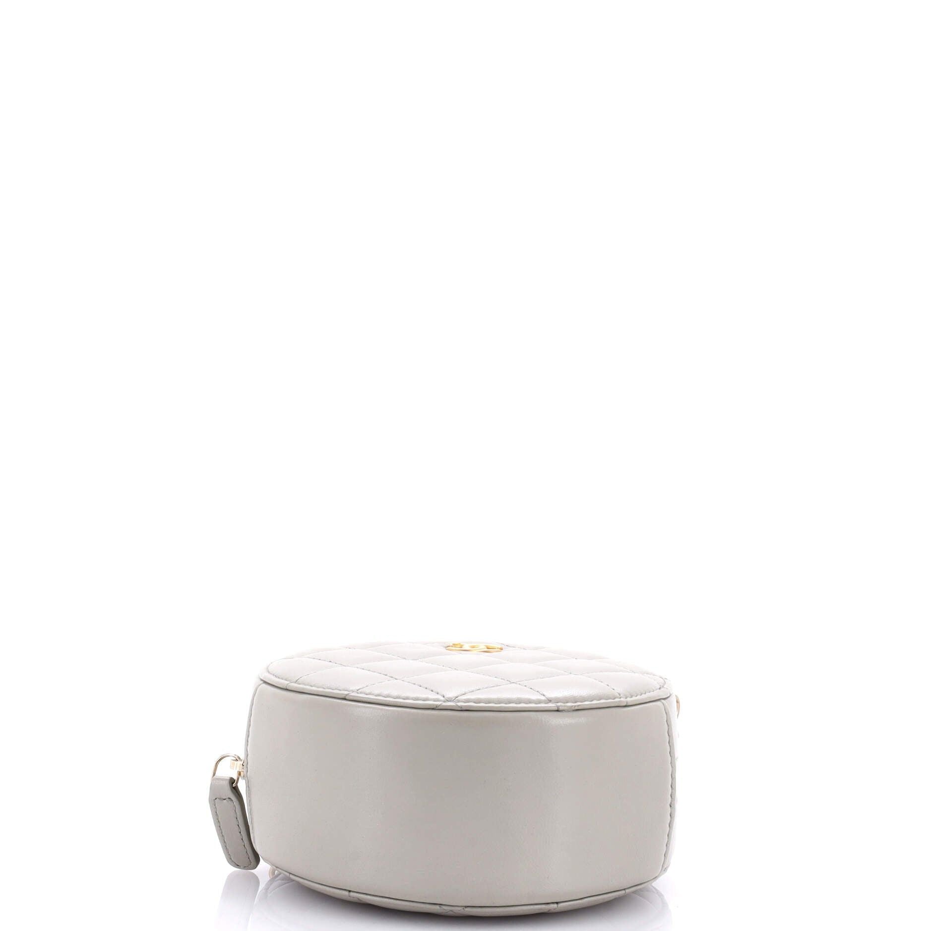 Chanel Pearl Crush Round Clutch With Chain Quilted Lambskin