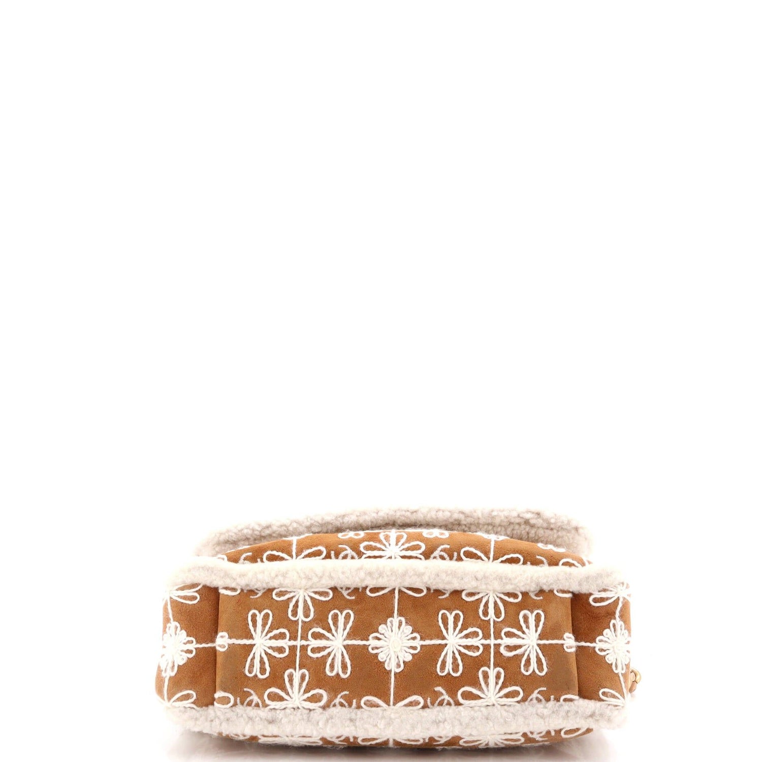 Chanel Flap Bag Embroidered Suede With Shearling Medium