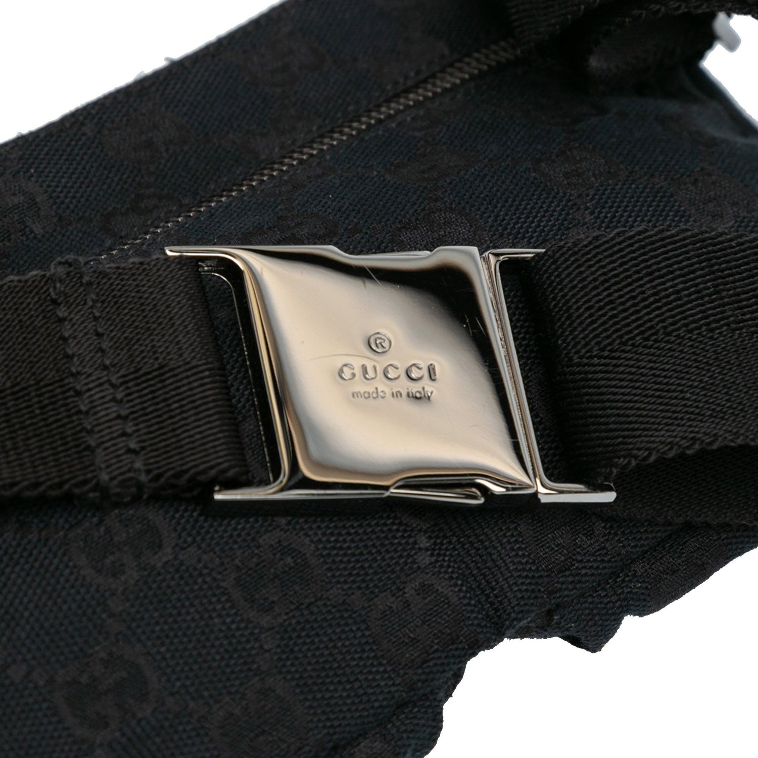Gucci GG Canvas Double Pocket Belt Bag Black