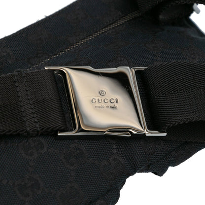 Gucci GG Canvas Double Pocket Belt Bag Black
