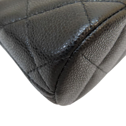 Chanel Classic Clutch With Chain Shoulder Bag Black Quilted Caviar