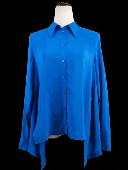 Excellent Stella McCartney Blue Silk Button-Up Shirt Women Size N/A