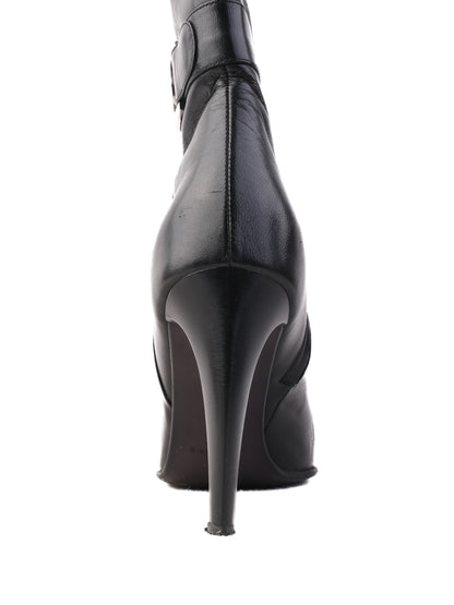 Excellent Giorgio Fabiani Black Leather Stiletto Boots Size 38